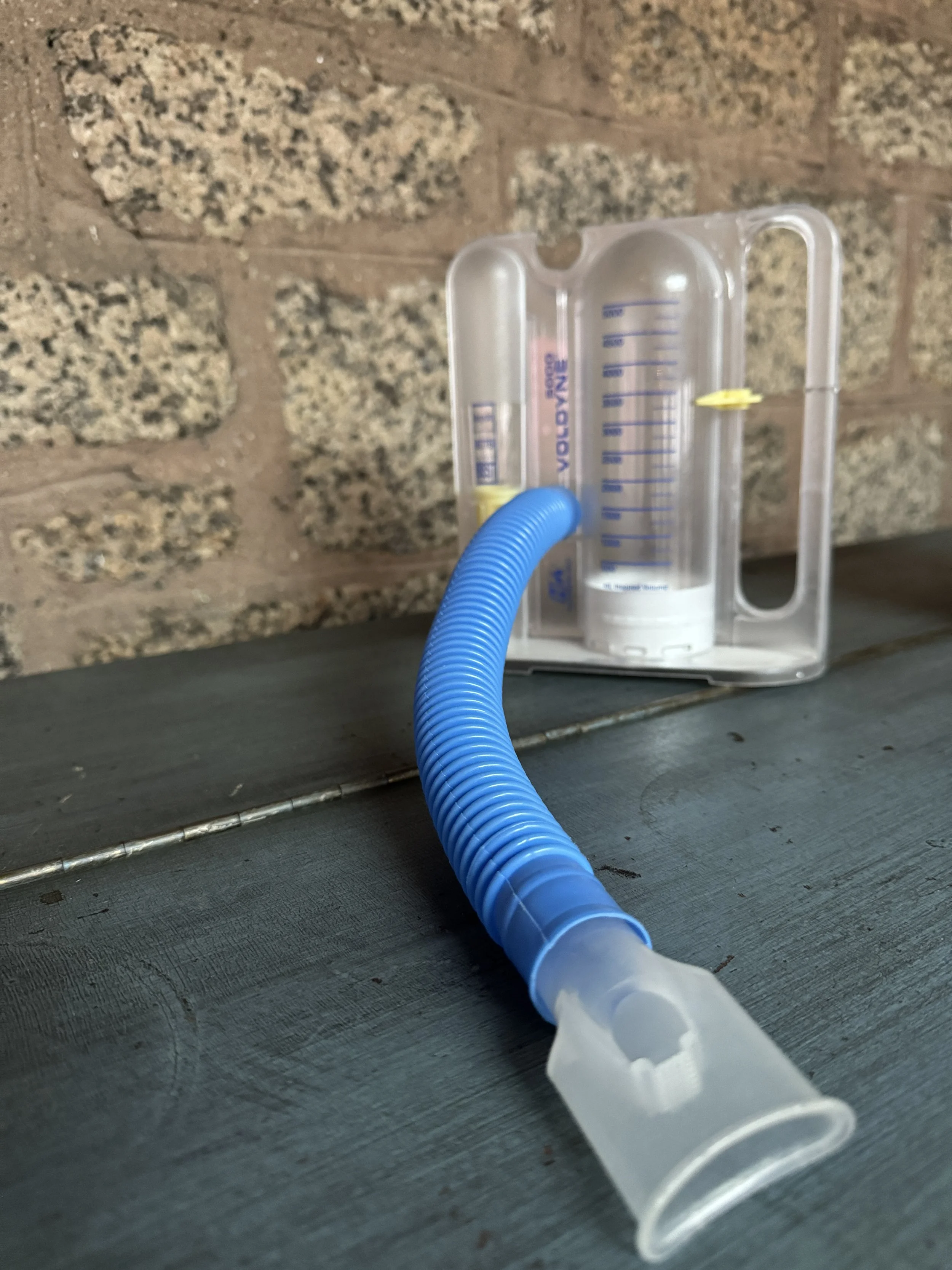 Arnold Jacobs with breathing apparatus