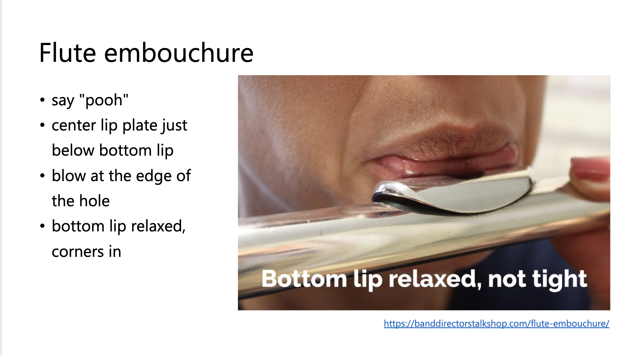 Flute embouchure technique