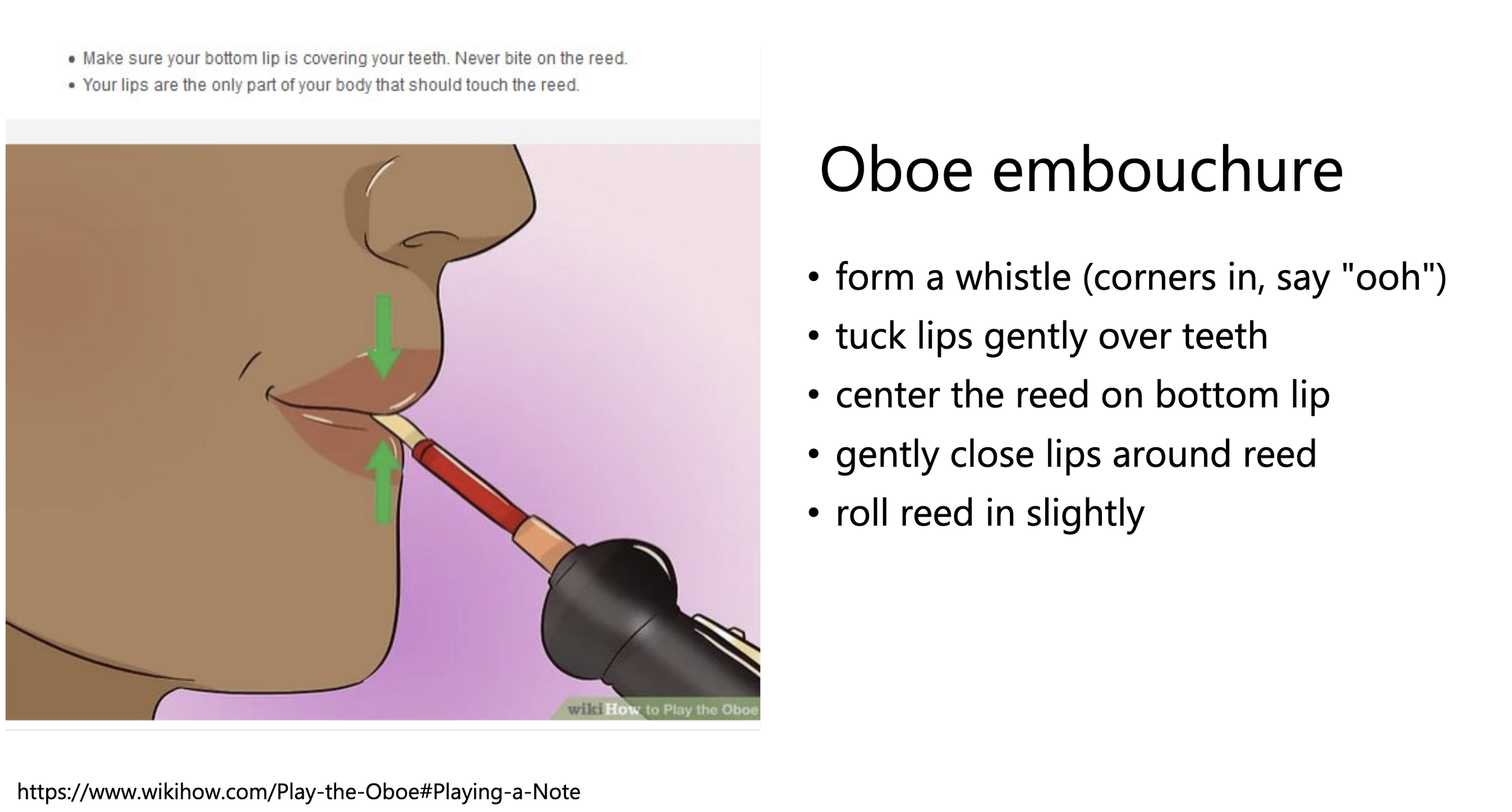 Oboe range chart and fingering diagram